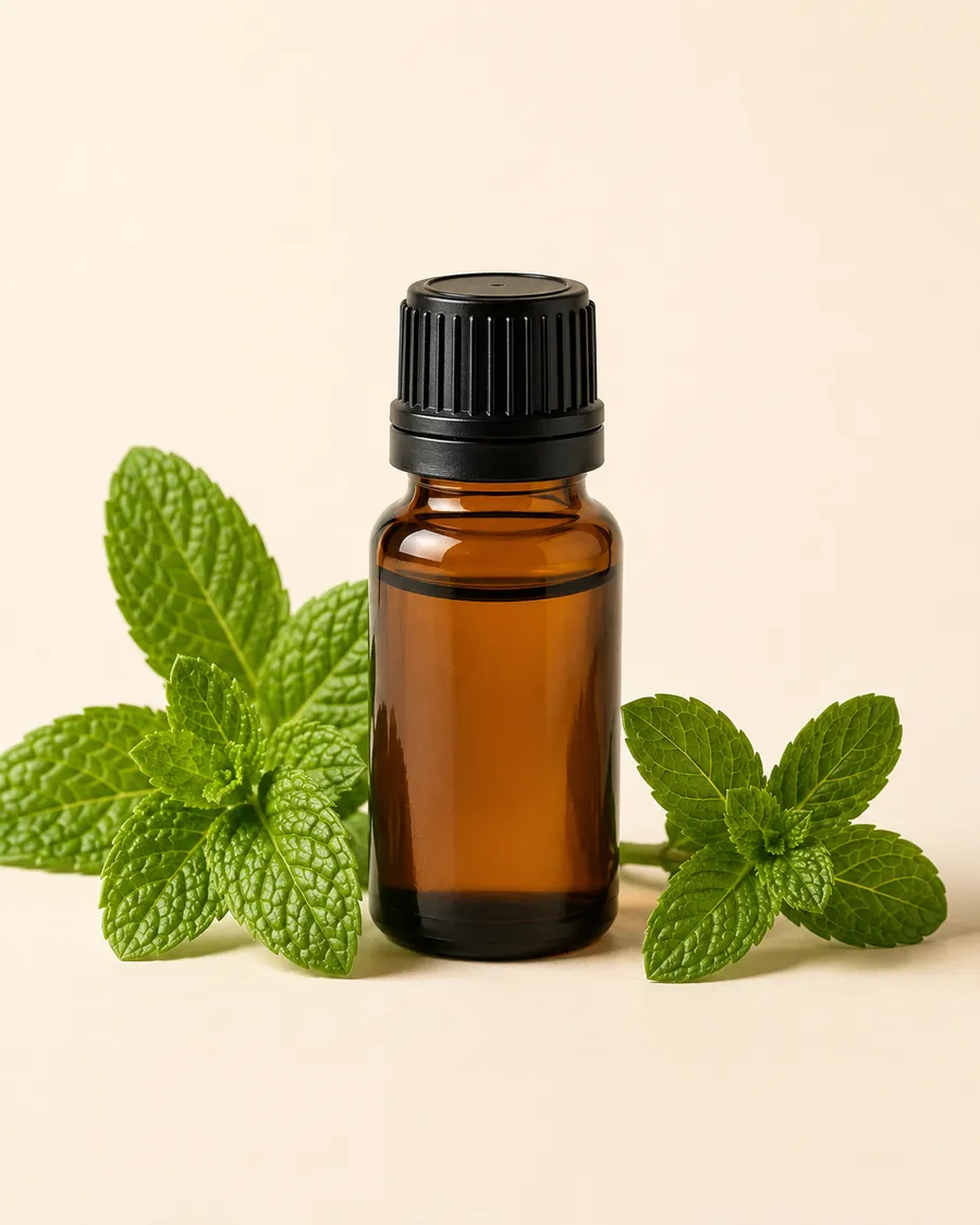 Amber bottle of Peppermint Oil from BEMIHUB Naturals